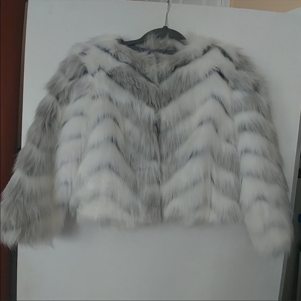BCBGMAXZARIA Crop Fur Jacket.
